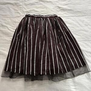 Axes Femme burgundy and white striped skirt with black tulle overlay Size medium